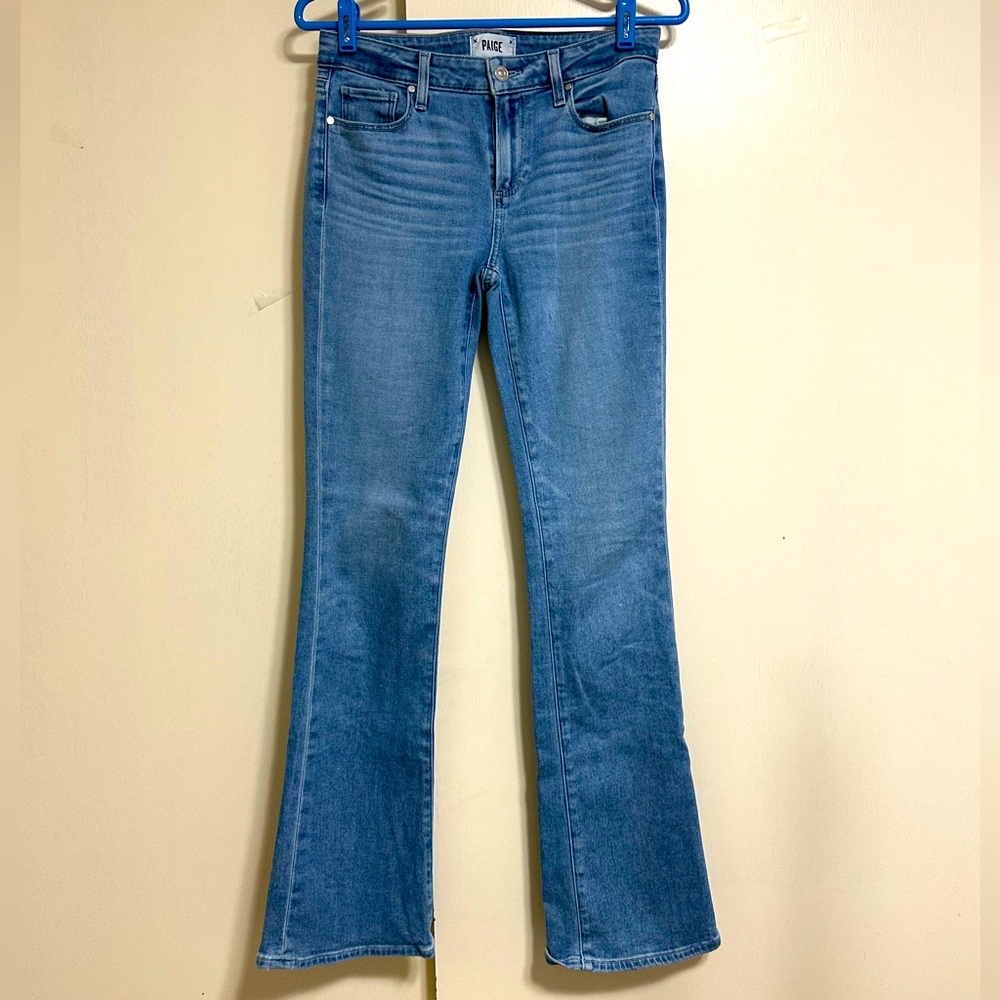 EUC Paige Denim Manhattan Jeans Light Wash Boot  Pants Waist 14 Inseam 30" Sz 28